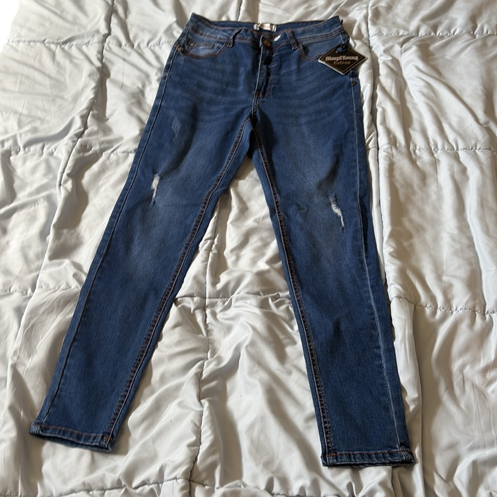 Simpl Young Extra, Classic Blue Skinny Jeans for Women